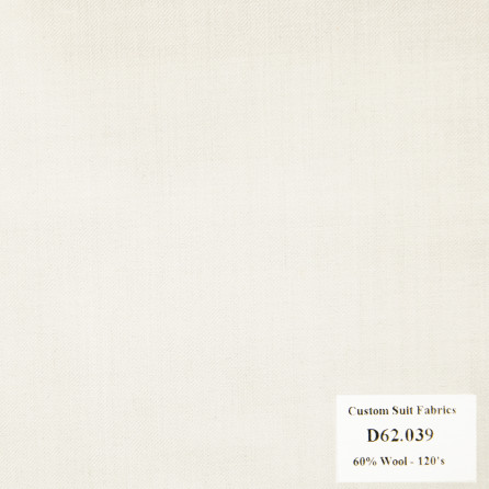 D62.039 Kevinlli V4 - Vải Suit 60% Wool - Trắng Trơn